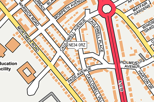 NE34 0RZ map - OS OpenMap – Local (Ordnance Survey)