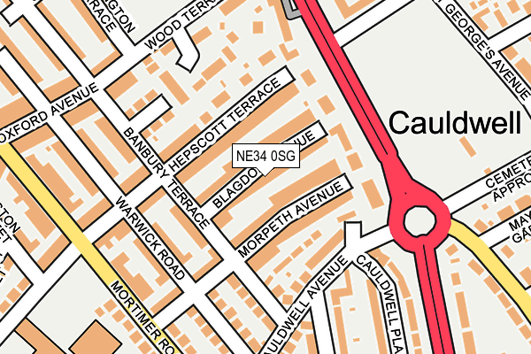 NE34 0SG map - OS OpenMap – Local (Ordnance Survey)