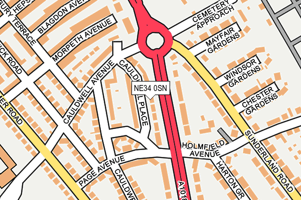 NE34 0SN map - OS OpenMap – Local (Ordnance Survey)