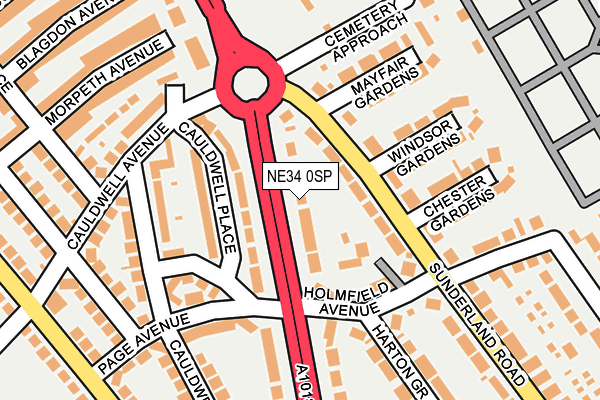 NE34 0SP map - OS OpenMap – Local (Ordnance Survey)