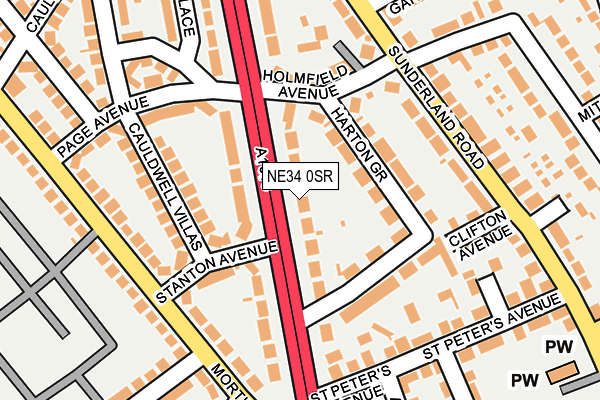 NE34 0SR map - OS OpenMap – Local (Ordnance Survey)