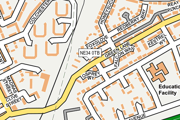 NE34 0TB map - OS OpenMap – Local (Ordnance Survey)