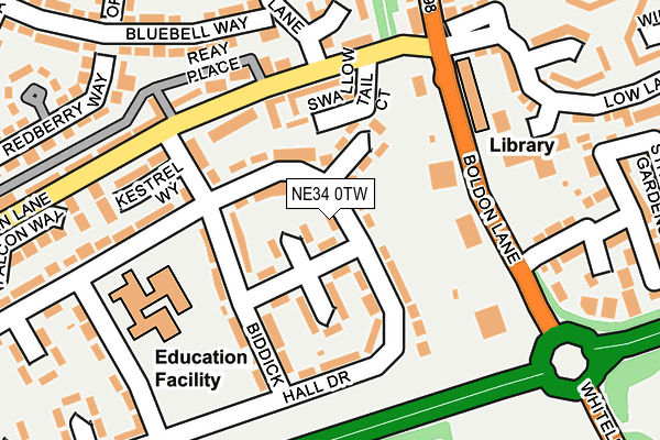 NE34 0TW map - OS OpenMap – Local (Ordnance Survey)