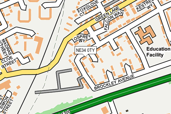 NE34 0TY map - OS OpenMap – Local (Ordnance Survey)