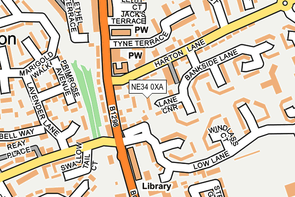 NE34 0XA map - OS OpenMap – Local (Ordnance Survey)