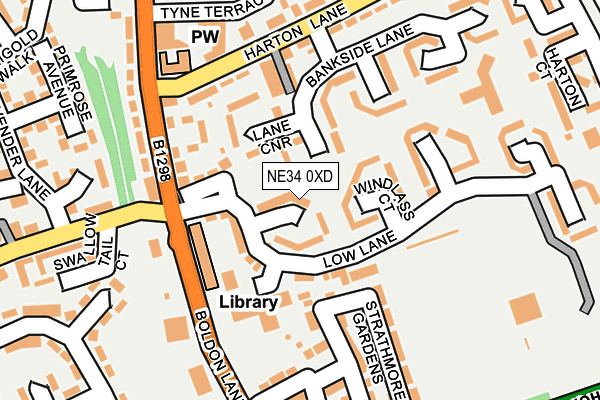 NE34 0XD map - OS OpenMap – Local (Ordnance Survey)