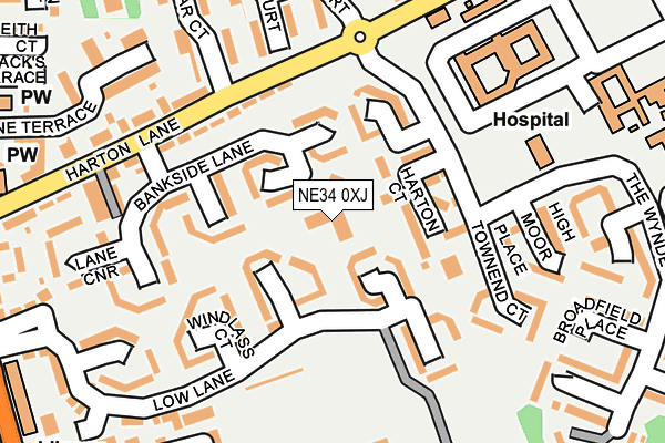 NE34 0XJ map - OS OpenMap – Local (Ordnance Survey)