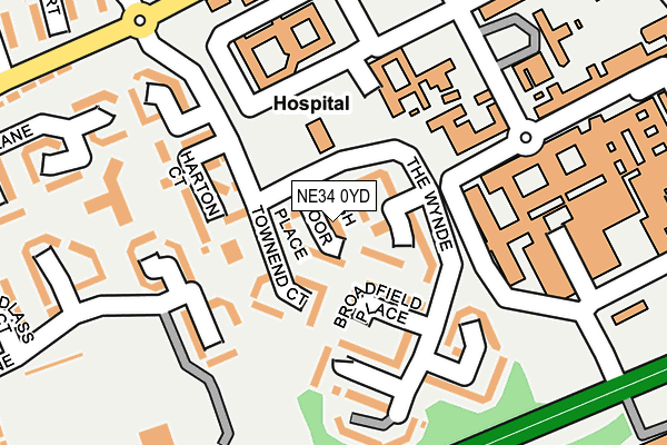 NE34 0YD map - OS OpenMap – Local (Ordnance Survey)