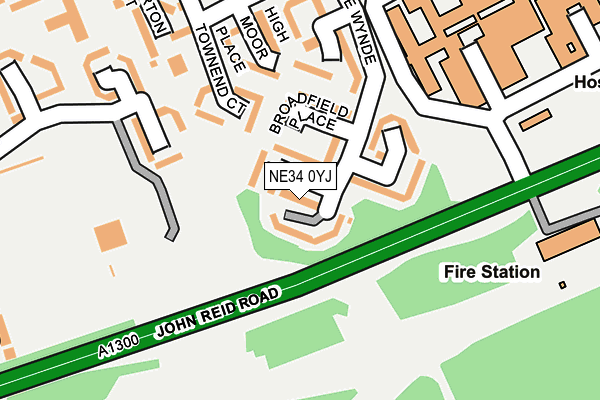 NE34 0YJ map - OS OpenMap – Local (Ordnance Survey)