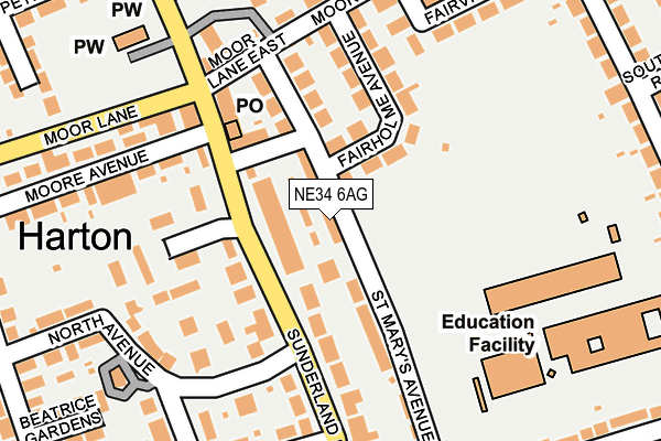NE34 6AG map - OS OpenMap – Local (Ordnance Survey)