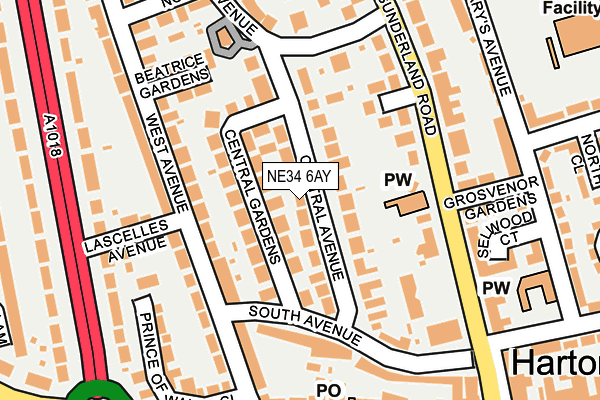 NE34 6AY map - OS OpenMap – Local (Ordnance Survey)