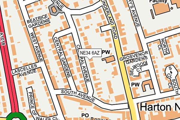 NE34 6AZ map - OS OpenMap – Local (Ordnance Survey)