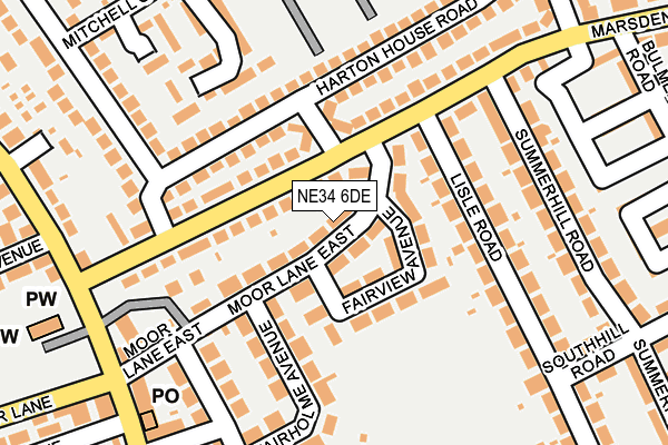 NE34 6DE map - OS OpenMap – Local (Ordnance Survey)