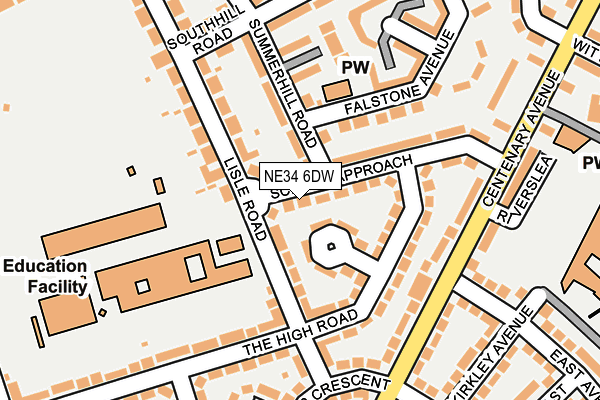NE34 6DW map - OS OpenMap – Local (Ordnance Survey)