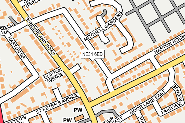NE34 6ED map - OS OpenMap – Local (Ordnance Survey)