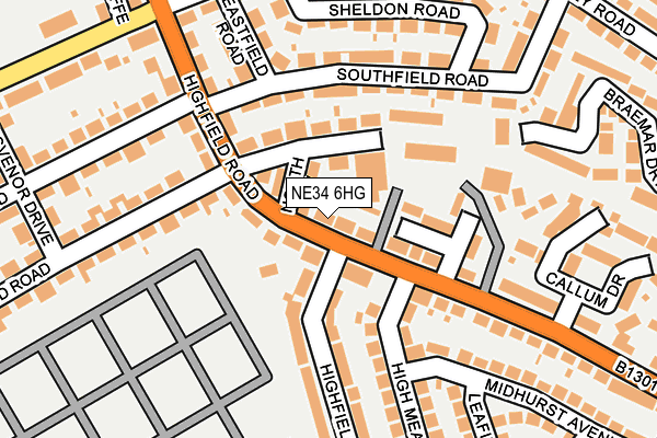 NE34 6HG map - OS OpenMap – Local (Ordnance Survey)