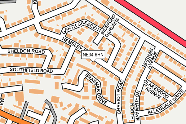 NE34 6HN map - OS OpenMap – Local (Ordnance Survey)