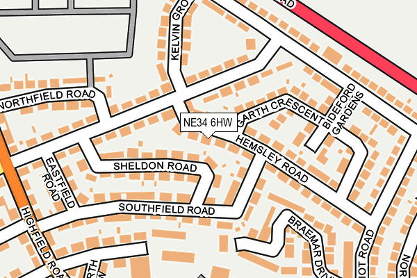 NE34 6HW map - OS OpenMap – Local (Ordnance Survey)