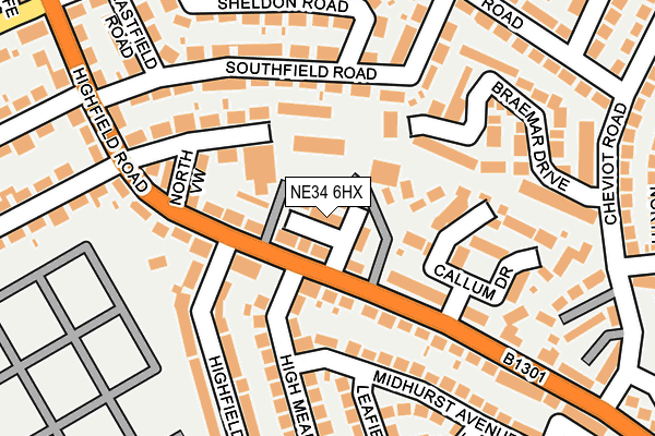 NE34 6HX map - OS OpenMap – Local (Ordnance Survey)