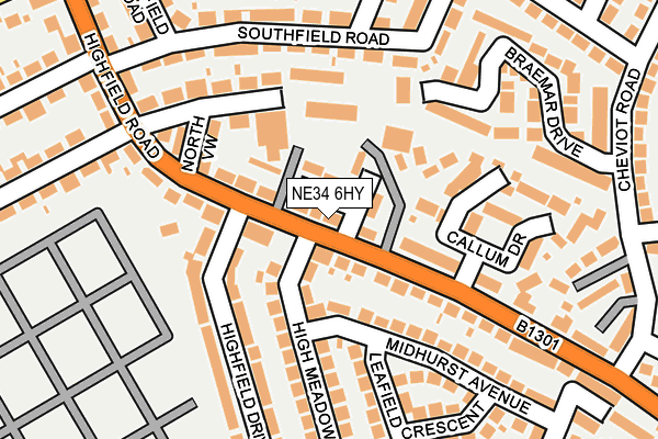 NE34 6HY map - OS OpenMap – Local (Ordnance Survey)