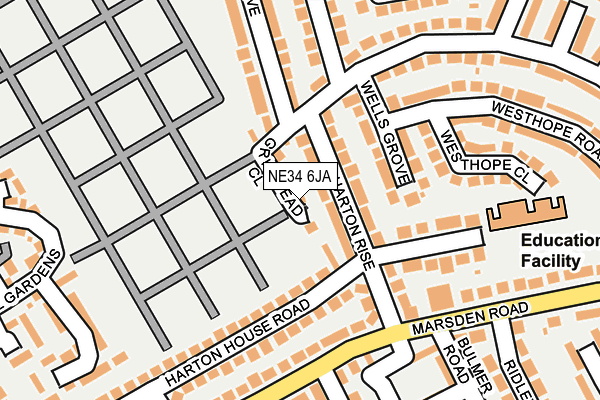 NE34 6JA map - OS OpenMap – Local (Ordnance Survey)