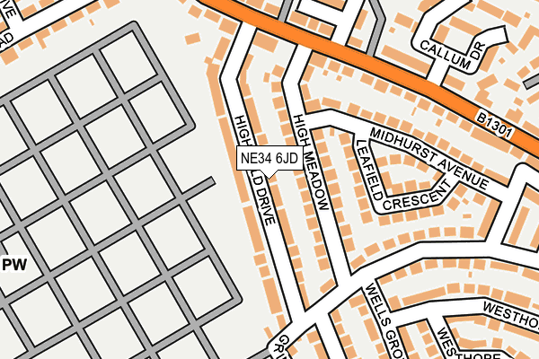 NE34 6JD map - OS OpenMap – Local (Ordnance Survey)