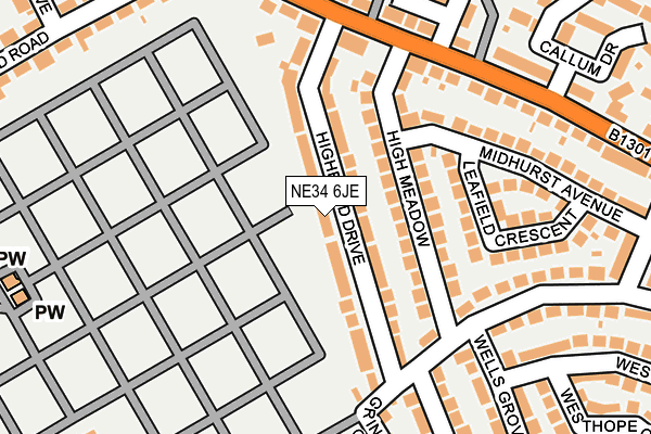 NE34 6JE map - OS OpenMap – Local (Ordnance Survey)