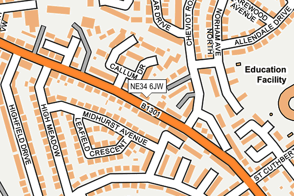 NE34 6JW map - OS OpenMap – Local (Ordnance Survey)
