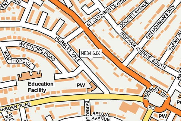NE34 6JX map - OS OpenMap – Local (Ordnance Survey)