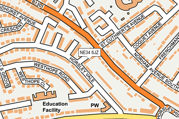 NE34 6JZ map - OS OpenMap – Local (Ordnance Survey)