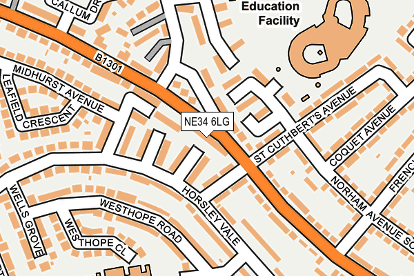 NE34 6LG map - OS OpenMap – Local (Ordnance Survey)