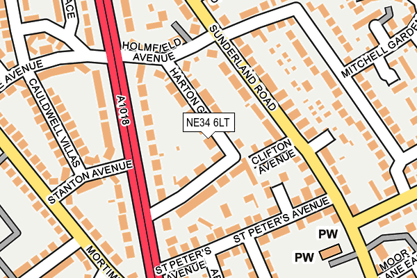 NE34 6LT map - OS OpenMap – Local (Ordnance Survey)