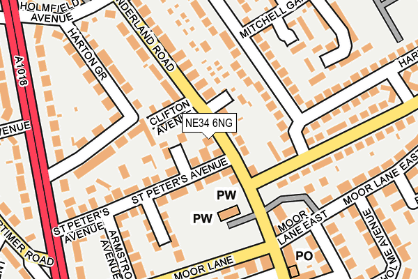 NE34 6NG map - OS OpenMap – Local (Ordnance Survey)