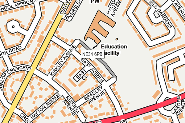 NE34 6PB map - OS OpenMap – Local (Ordnance Survey)