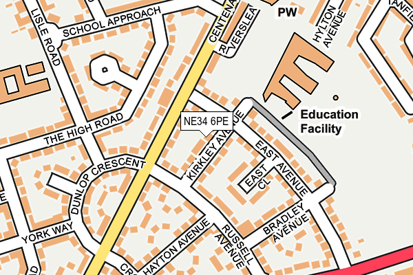 NE34 6PE map - OS OpenMap – Local (Ordnance Survey)