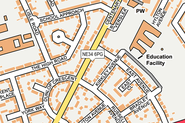 NE34 6PG map - OS OpenMap – Local (Ordnance Survey)