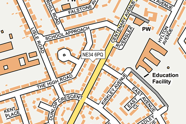 NE34 6PQ map - OS OpenMap – Local (Ordnance Survey)