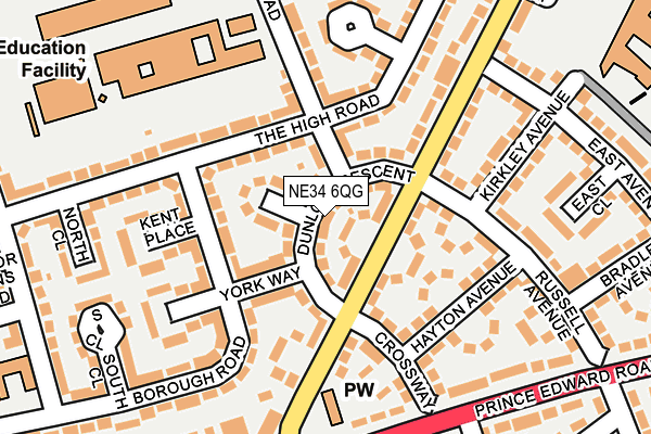 NE34 6QG map - OS OpenMap – Local (Ordnance Survey)