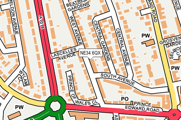 NE34 6QX map - OS OpenMap – Local (Ordnance Survey)