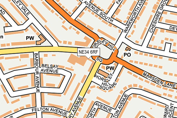 NE34 6RF map - OS OpenMap – Local (Ordnance Survey)