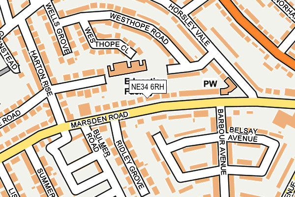 NE34 6RH map - OS OpenMap – Local (Ordnance Survey)