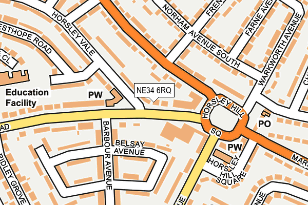 NE34 6RQ map - OS OpenMap – Local (Ordnance Survey)
