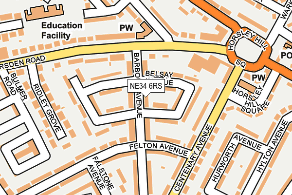 NE34 6RS map - OS OpenMap – Local (Ordnance Survey)