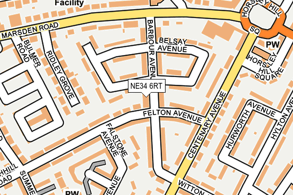 NE34 6RT map - OS OpenMap – Local (Ordnance Survey)