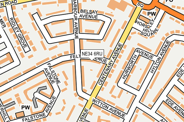 NE34 6RU map - OS OpenMap – Local (Ordnance Survey)
