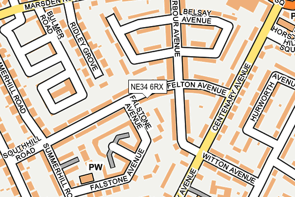 NE34 6RX map - OS OpenMap – Local (Ordnance Survey)