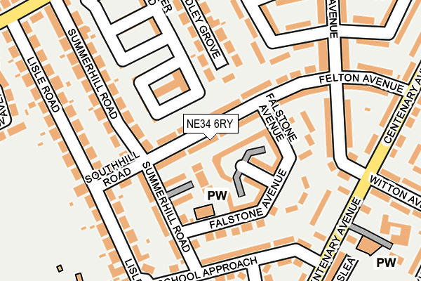 NE34 6RY map - OS OpenMap – Local (Ordnance Survey)