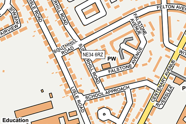 NE34 6RZ map - OS OpenMap – Local (Ordnance Survey)