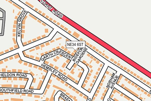 NE34 6ST map - OS OpenMap – Local (Ordnance Survey)