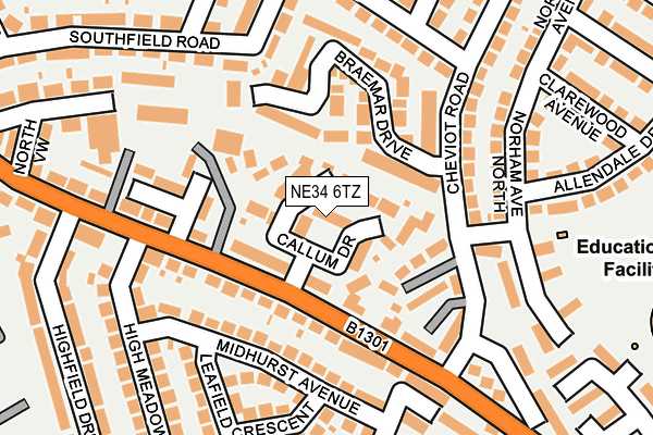 NE34 6TZ map - OS OpenMap – Local (Ordnance Survey)